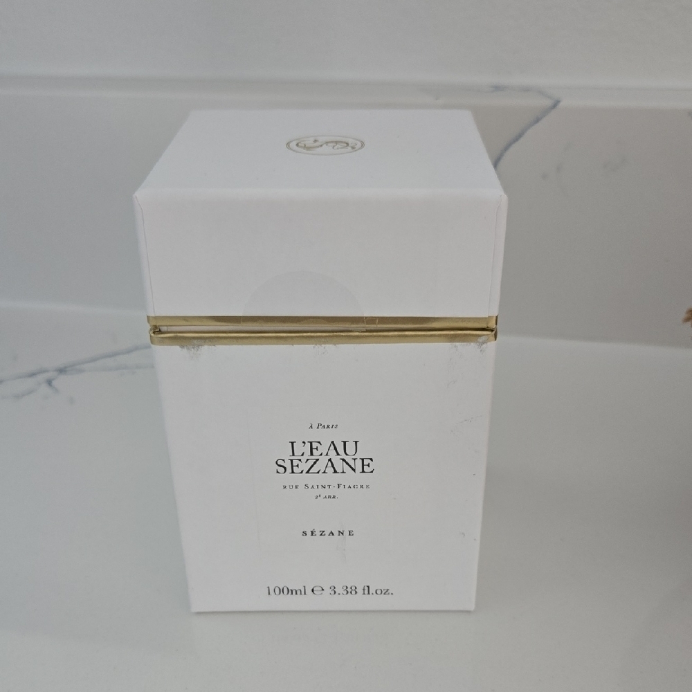 Empty Sezane L'Eau Fragrance Box White and Gold, Signs Of Wear